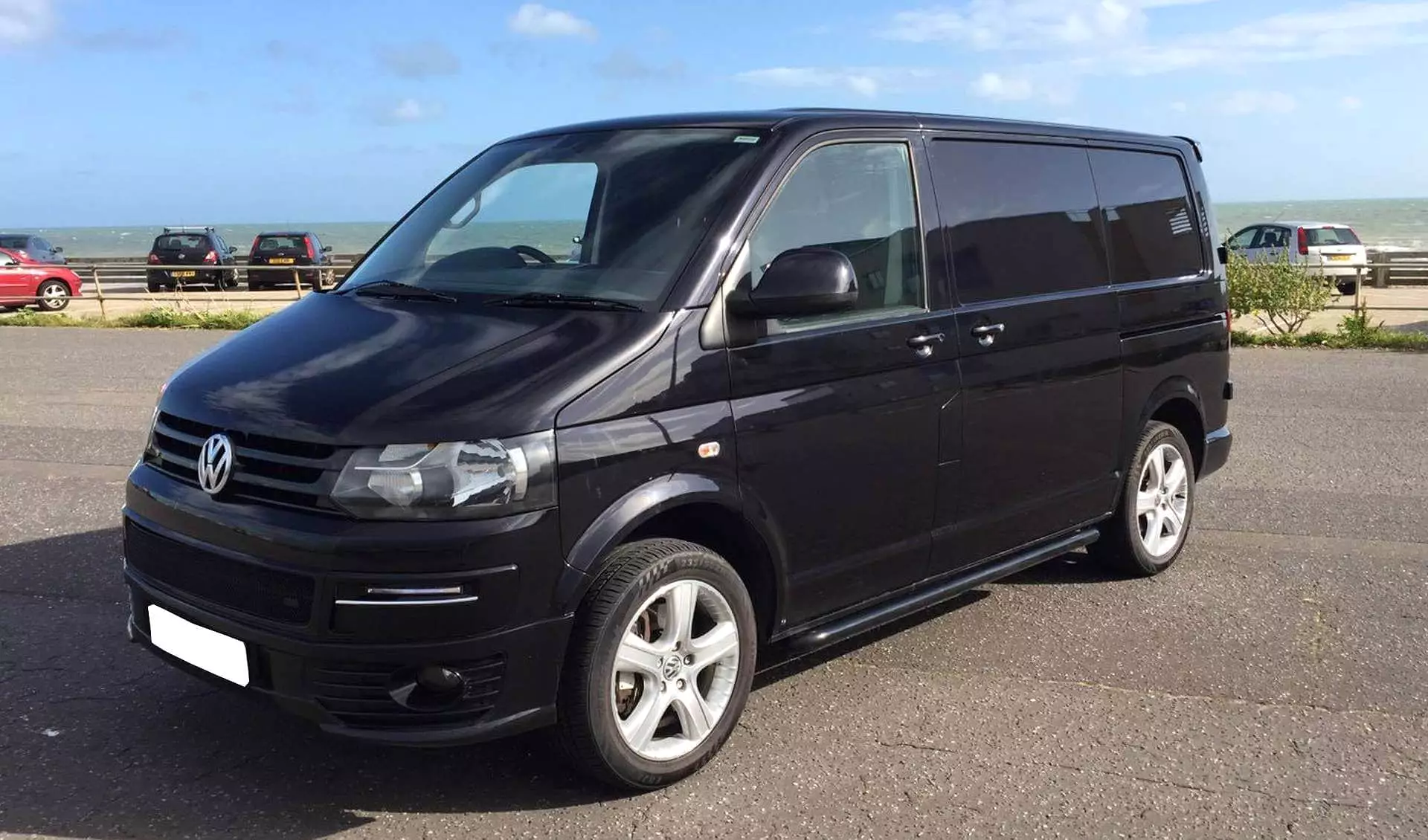 Black Powder Coated OE Style SUS201 S/Steel Side Bars for VW Transporter T5 SWB