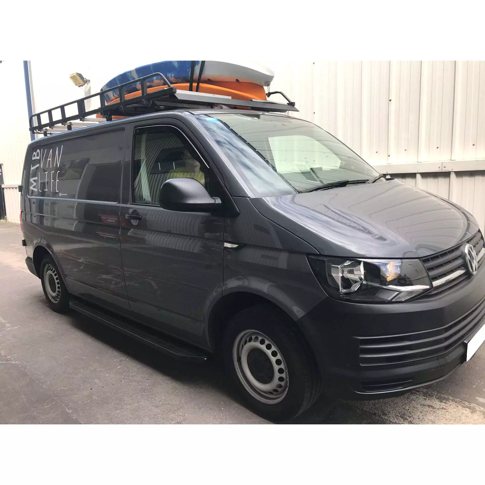 Black Raptor Side Steps Running Boards for Volkswagen Transporter T6 SWB