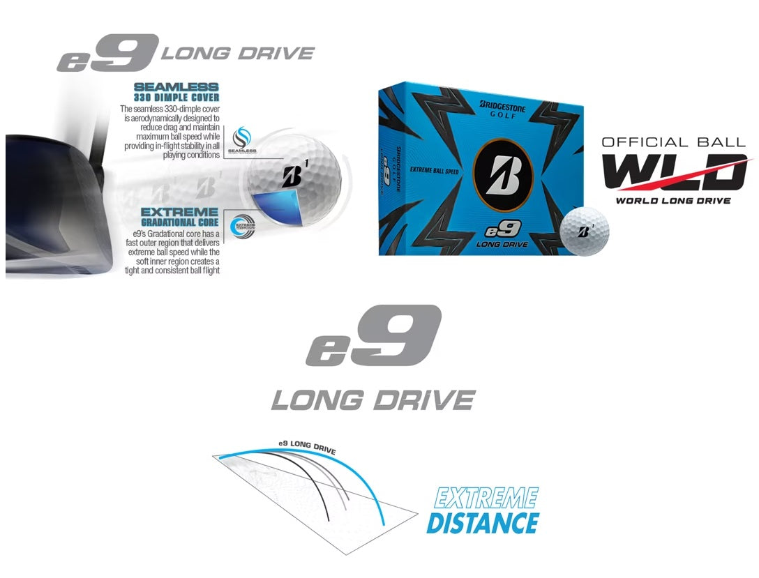 Bridgestone e9 Long Drive Golf Balls White (1-Dozen)