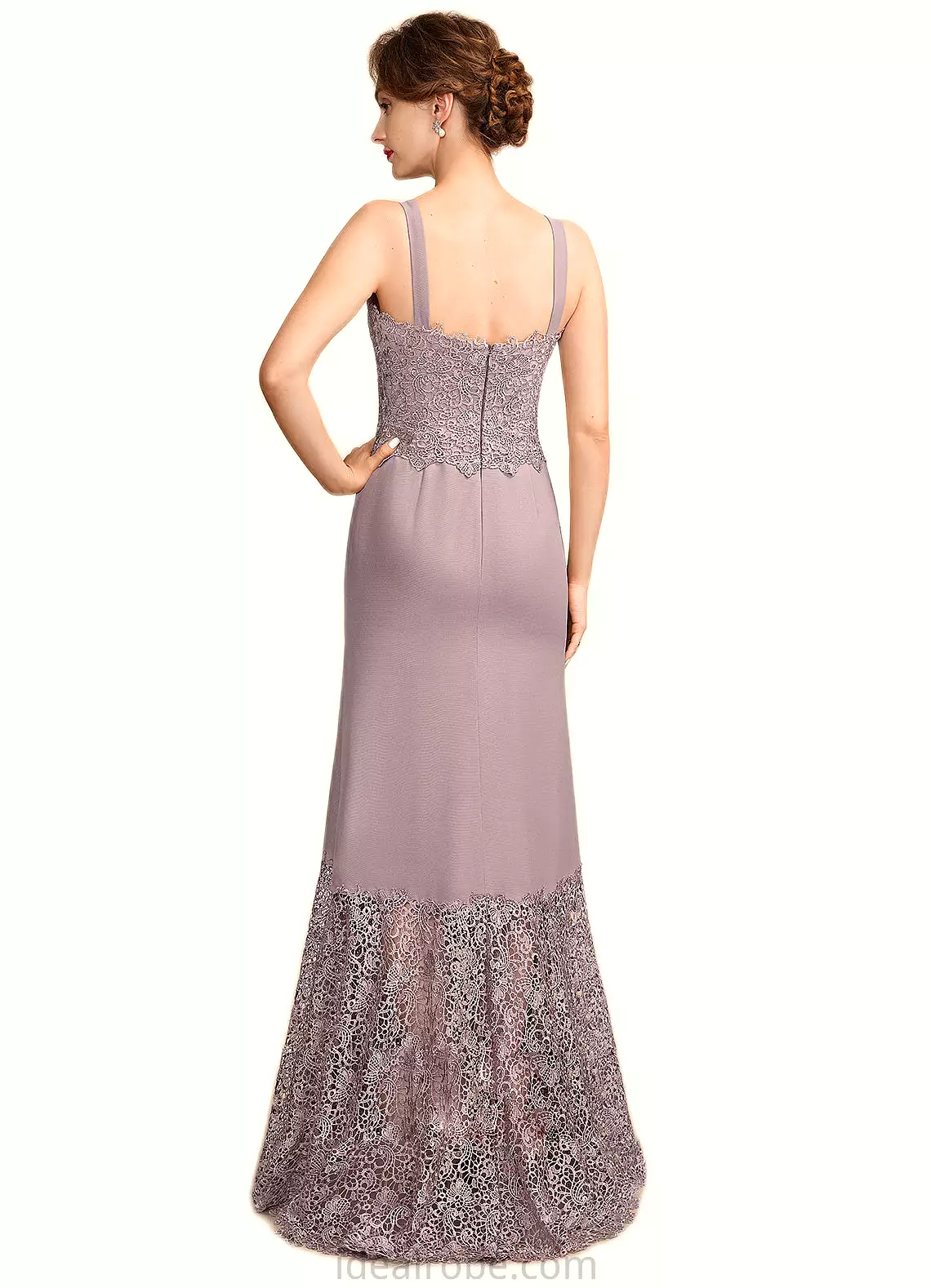 Brooklynn Trumpet/Mermaid Square Neckline Asymmetrical Chiffon Lace Mother of the Bride Dress STK126P0015001