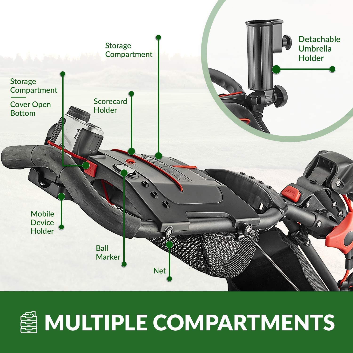 CaddyTek Caddylite 15.3 V2 - Deluxe Quad-Fold Golf Push Cart Version 2