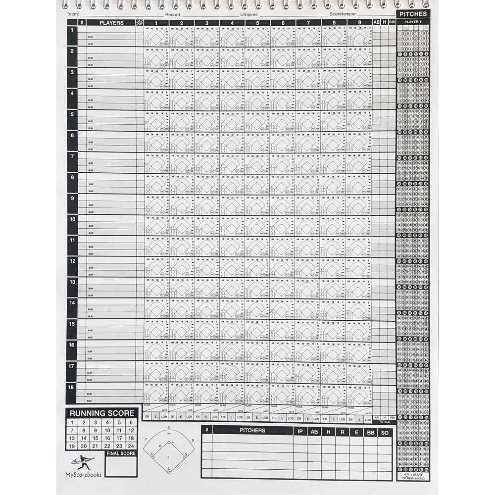 Diamond Sport Gear 18 Player Vertical Scorebook: MSB18