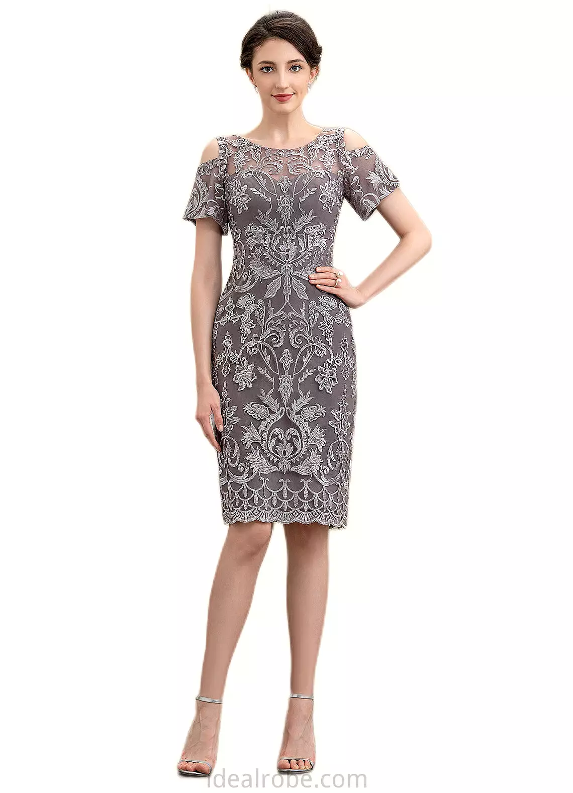 Marissa Sheath/Column Scoop Neck Knee-Length Lace Mother of the Bride Dress STK126P0014944