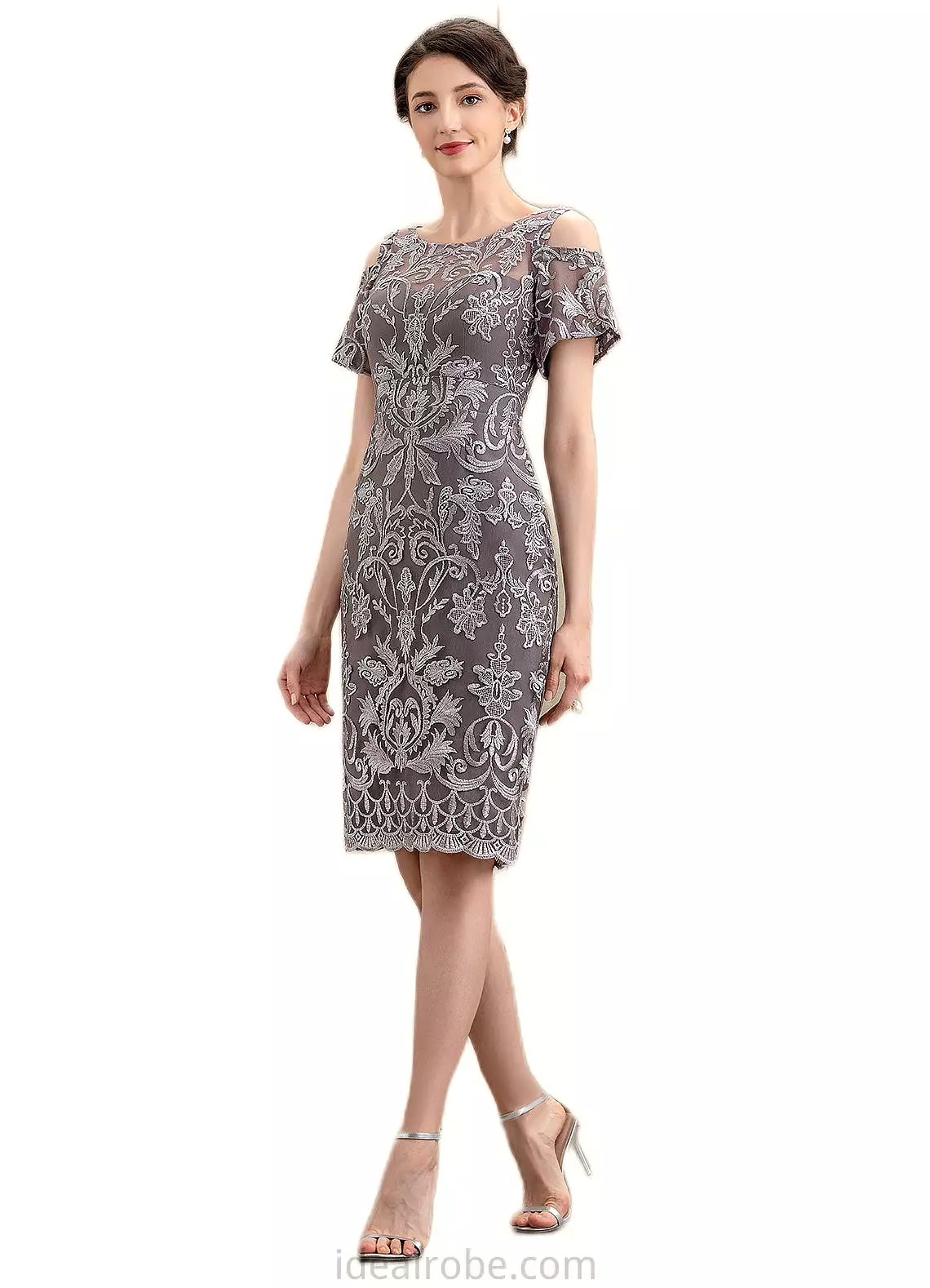 Marissa Sheath/Column Scoop Neck Knee-Length Lace Mother of the Bride Dress STK126P0014944