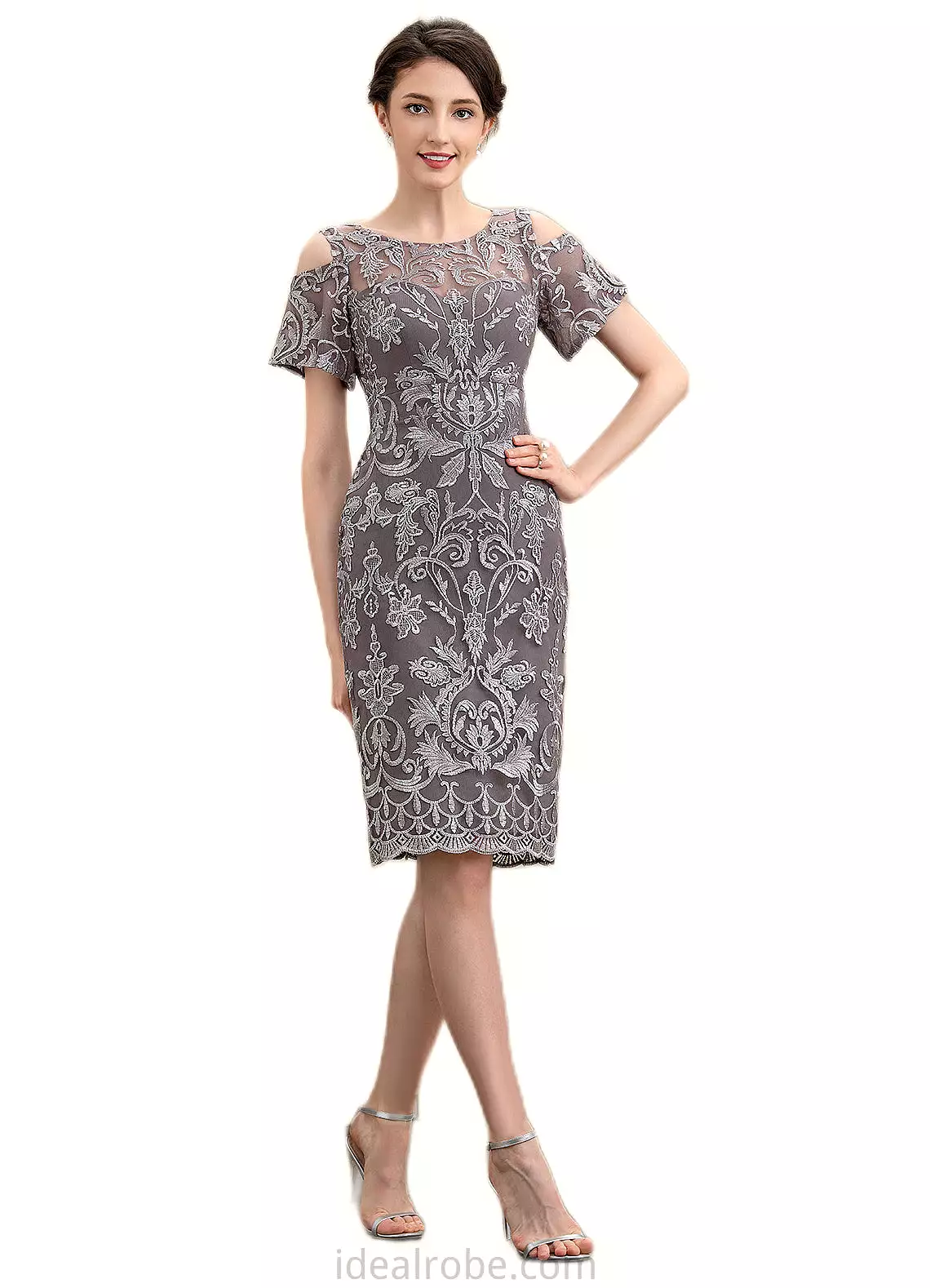 Marissa Sheath/Column Scoop Neck Knee-Length Lace Mother of the Bride Dress STK126P0014944