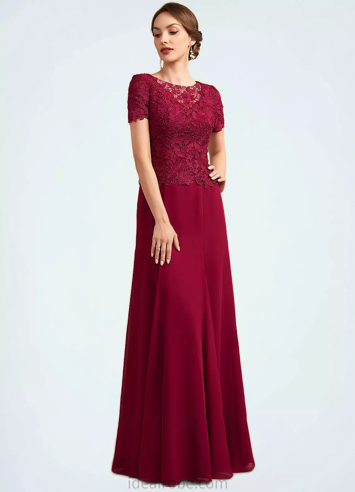 Mckayla Trumpet/Mermaid Scoop Neck Floor-Length Chiffon Lace Mother of the Bride Dress STK126P0014979