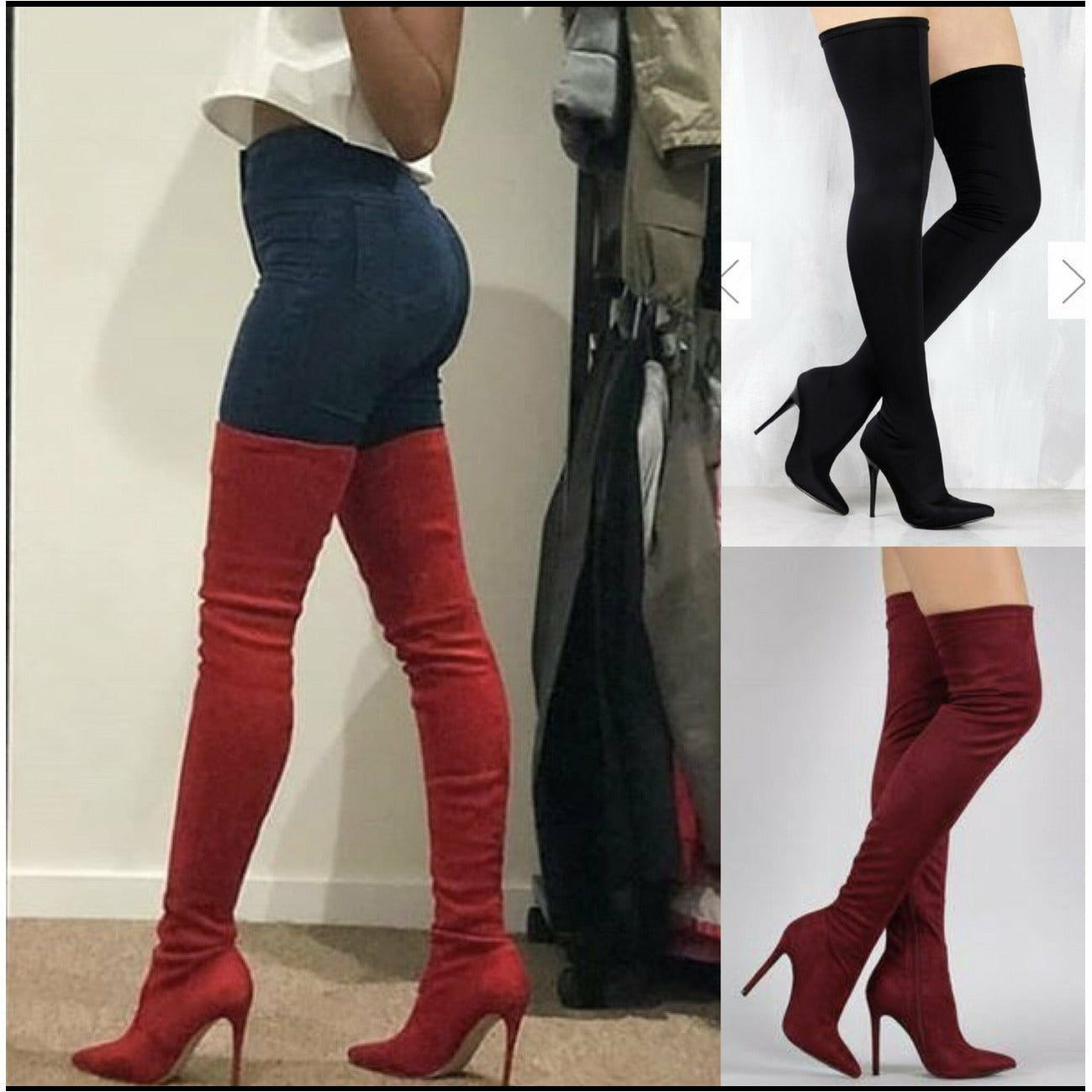 Pointed Toe Thigh High Boots