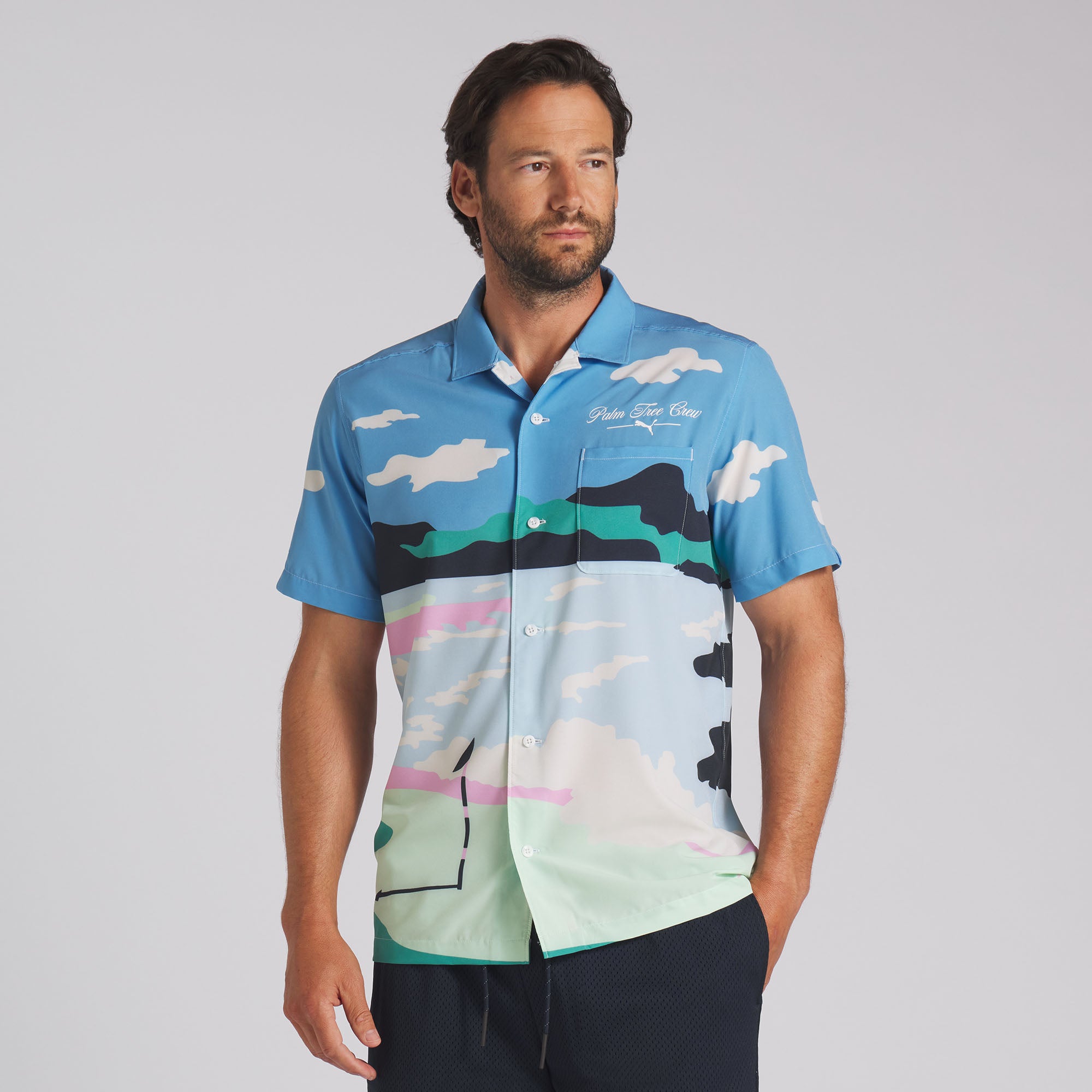 Puma x PTC Open Collar Print Golf Shirt