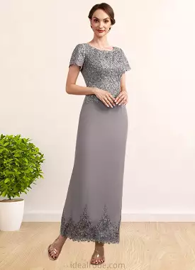 Scarlett Sheath/Column Scoop Neck Ankle-Length Chiffon Lace Mother of the Bride Dress With Sequins STK126P0014922