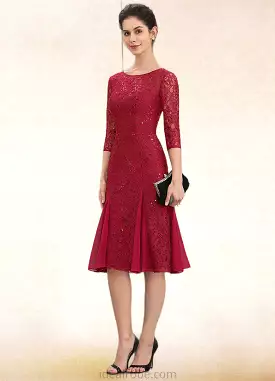 Shiloh A-Line Scoop Neck Knee-Length Lace Mother of the Bride Dress With Sequins STK126P0014961