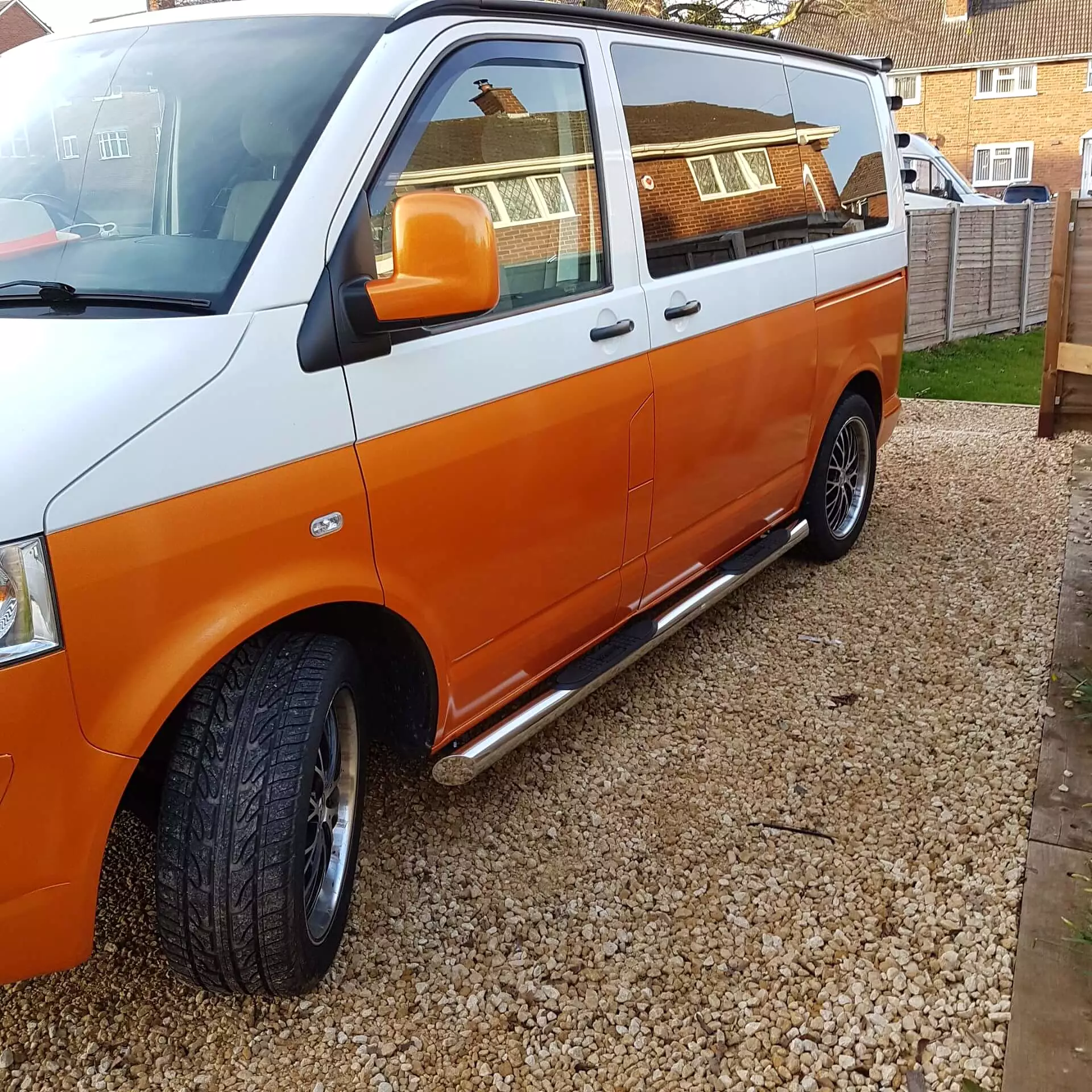 Stainless Steel Side Bars with Step Pads for Volkswagen Transporter T5 SWB