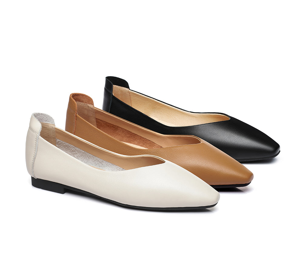 TARRAMARRA Pointed Toe Leather Ballet Flats Women Everly