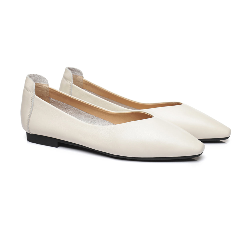 TARRAMARRA Pointed Toe Leather Ballet Flats Women Everly