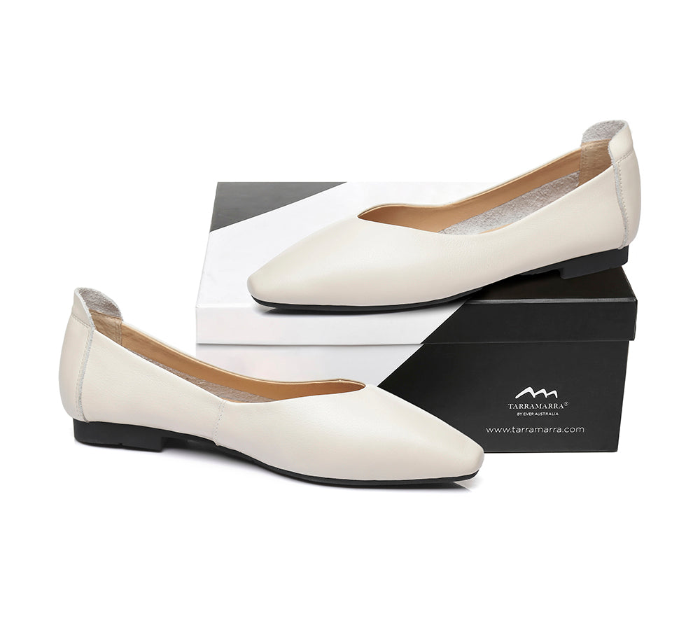 TARRAMARRA Pointed Toe Leather Ballet Flats Women Everly