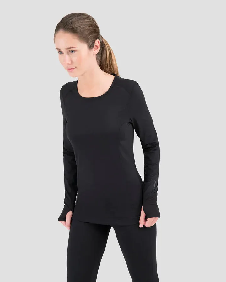 WOMEN'S CLOUD NINE MIDWEIGHT PERFORMANCE BASELAYER SCOOP SHIRT XL BLACK