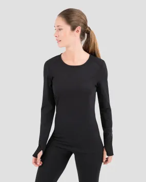 WOMEN'S CLOUD NINE MIDWEIGHT PERFORMANCE BASELAYER SCOOP SHIRT XL BLACK