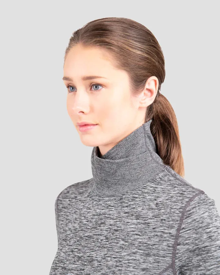 WOMEN'S CLOUD NINE MIDWEIGHT PERFORMANCE THERMAL TURTLENECK SMALL DARK GREY MELANGE