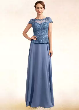 Zoe A-Line Scoop Neck Floor-Length Chiffon Lace Mother of the Bride Dress STK126P0014989